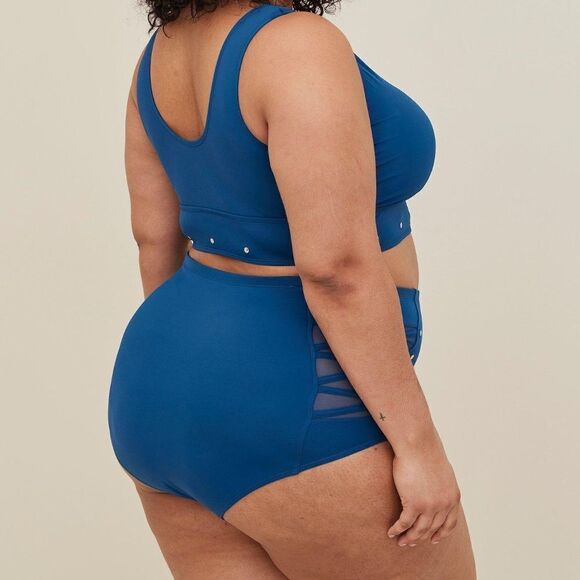 Torrid High-Rise Lattice Side Swim Bottom Large - Picture 3 of 12